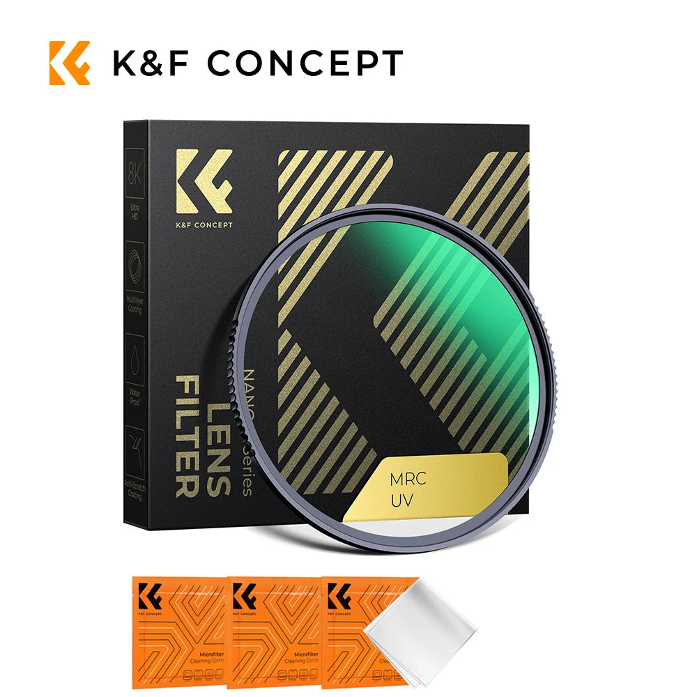 K&F CONCEPT MC UV Protection Lens Filter (Nano-X Series) 8K HD Multi Coated Ultra Slim UV Filter 37mm-127mm with Cleaning Cloth