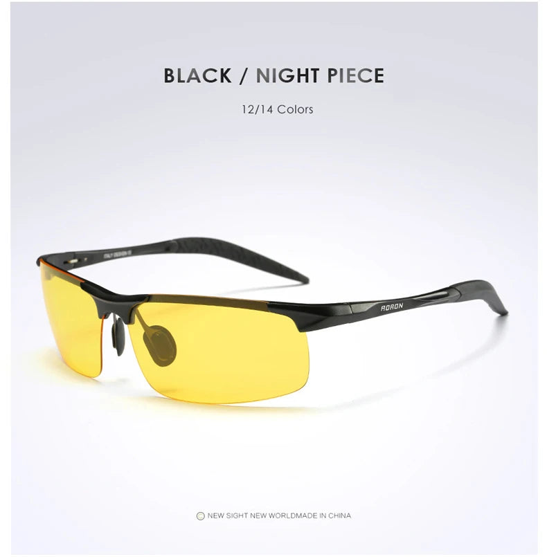 AORON Driving Polarized Sunglasses Men Aluminum Magnesium Frame Sport Sun Glasses Driver Sunglass UV400 Anti-Glare