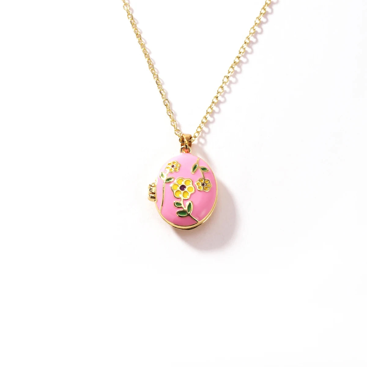 Vintage Enamel Heart Photo Locket Pendant Necklace for Women Minimalist Luxurious Non-Fading Stainless Steel Jewelry Accessory