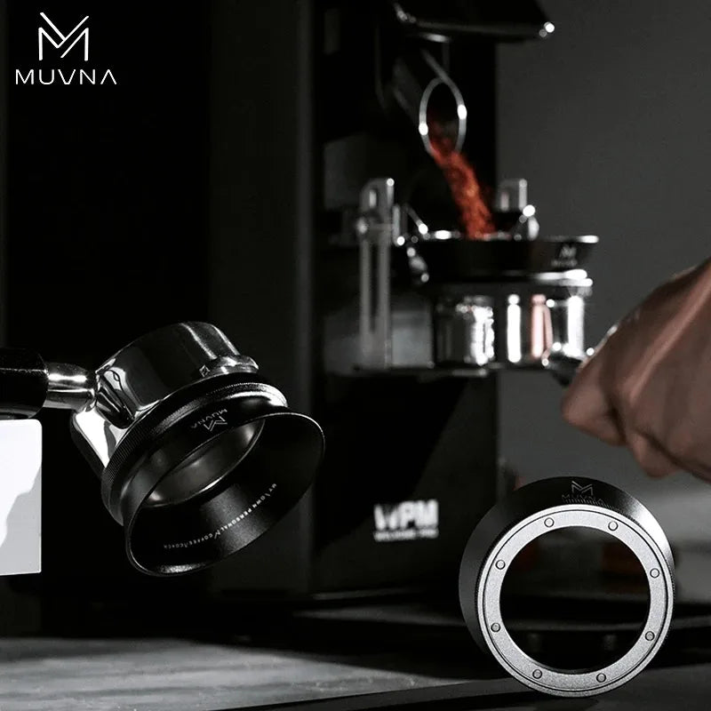 MUVNA Magnetic Dosing Ring Funnel 51/53/58mm, Espresso Ring Dosing Anti-Spill with Magnet Fit Portafilter Barista Accessories