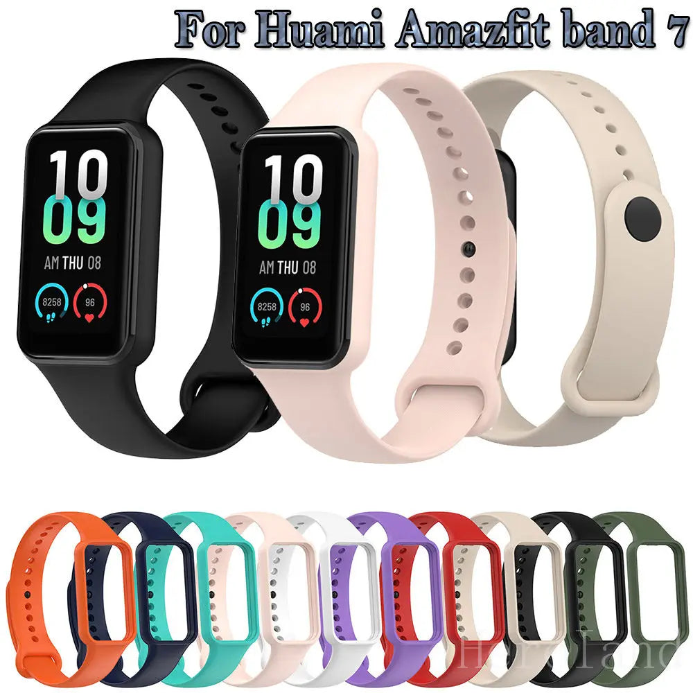 Fashion Silicone Watch Strap for Huami Amazfit Band 7 Smartwatch Band Bracelet Sport Wristband for Amazfit Band 7 Strap Buckle N