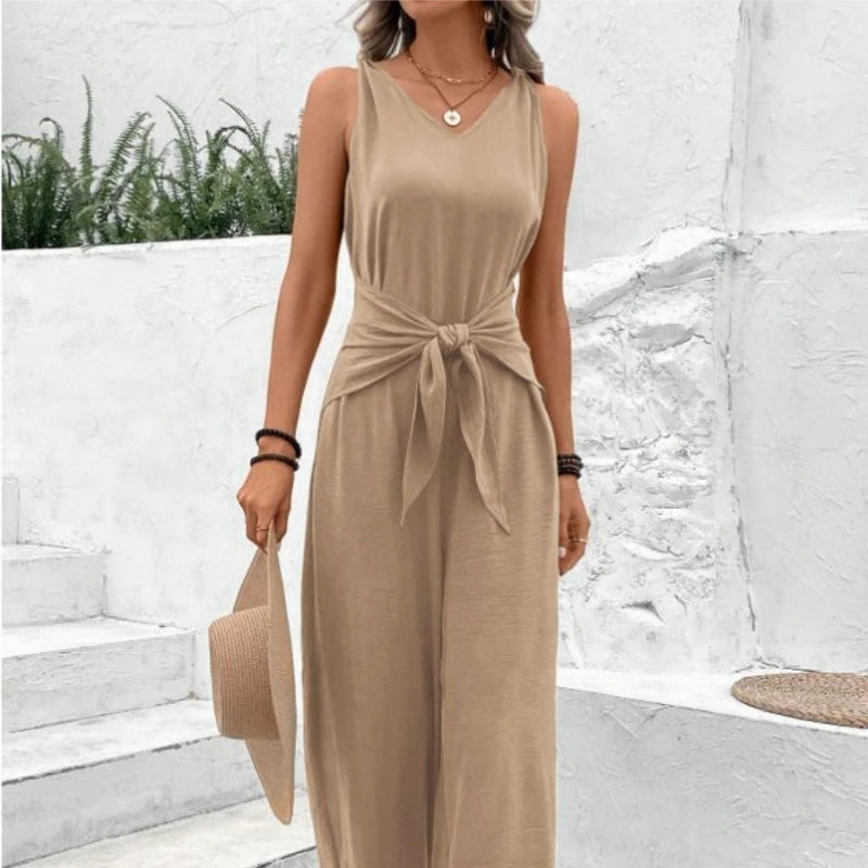 Solid Casual Slim Overalls Jumpsuits For Women Summer Women's Elegant Long Overalls Jumpsuit Rompers Female Bodysuit Clothing