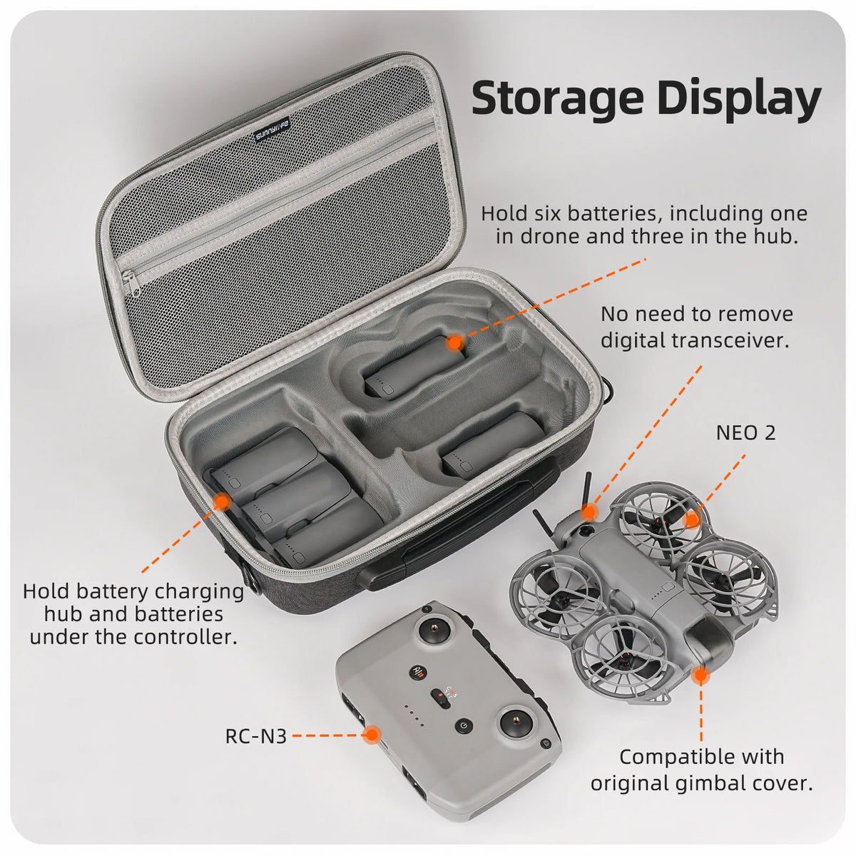 Sunnylife Storage Bag Carrying Case Shockproof Protective Box For DJI NEO 2 Flight Glasses N3/Motion 3 Drone Accessories