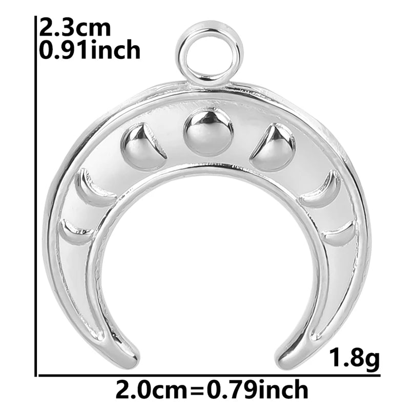 10pcs/lot Stainless Steel Crescent Moon Sun Pendants Moon Girl Friendship Mushroom Forest Charms Jewelry Making Findings No Fade