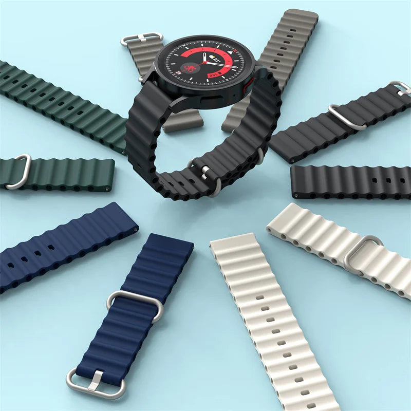 Ocean watch band For Samsung Galaxy Watch7 6 4-classic/5-Pro/active 2/Gear Silicone 22mm 20mm Bracelet Huawei GT 2 3 pro strap