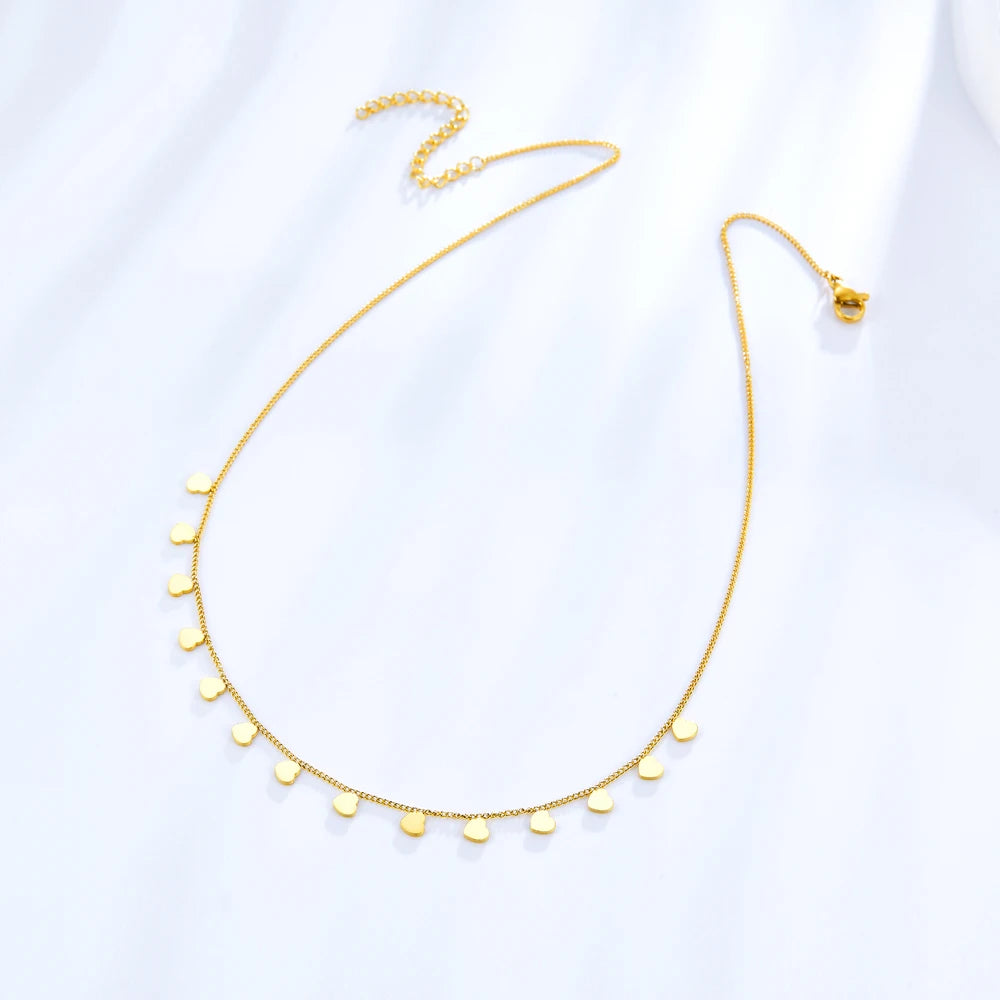 LUXUSTEEL Tiny Small Pendant Choker Necklace for Women Gilrs Stainless Steel Fashion Dainty Coin Stars Baby Foot Charm Jewelry