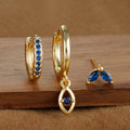 3pcs Stainless Steel Blue Zircon Evil Eye Hoop Earrings Set For Women 18K Gold Plated Cartilage Piercing Earring Fashion Jewelry