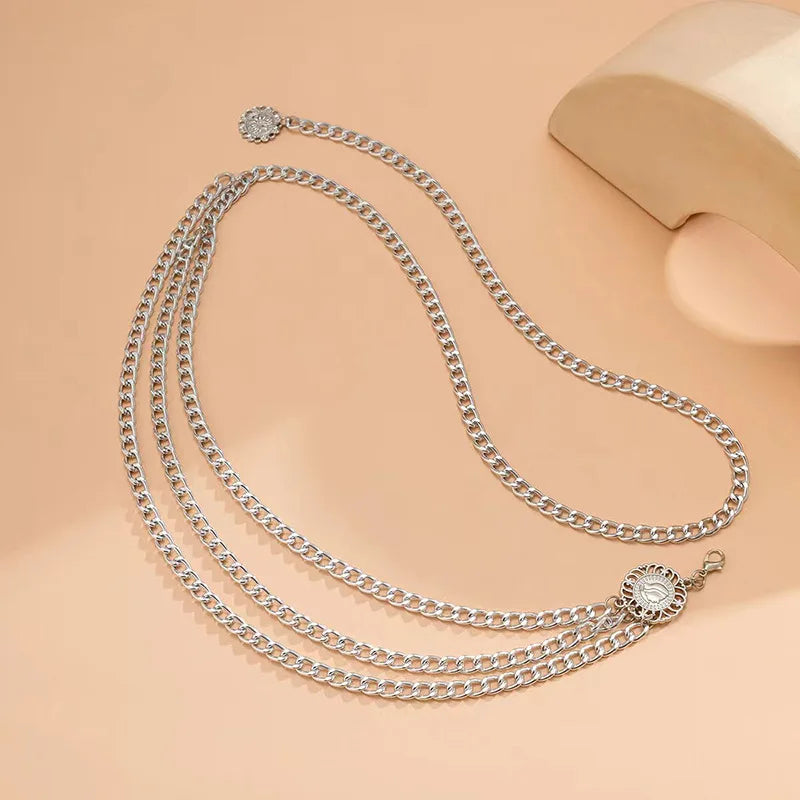 Boho Sexy Women Fashion Belt Hip High Waist Gold Silver Color Narrow Metal Body Chain Chunky Fringes New