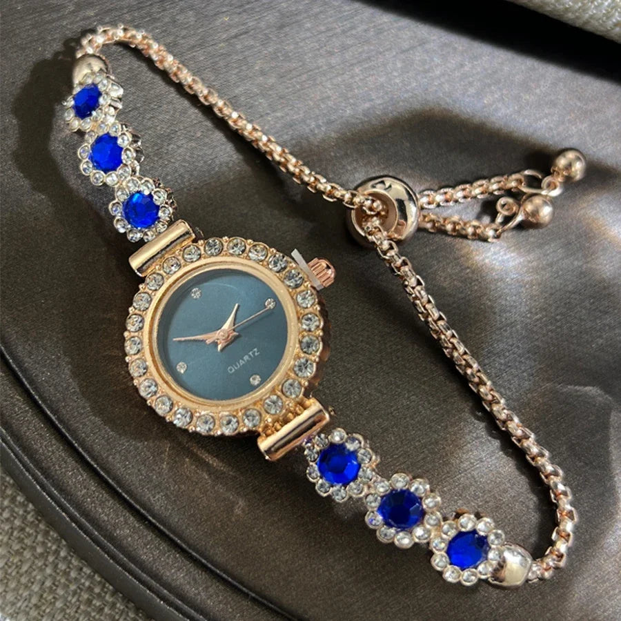 Fashion Rhinestone Women Watches Diamond Flowers Bracelet Ladies Quartz Wristwatch