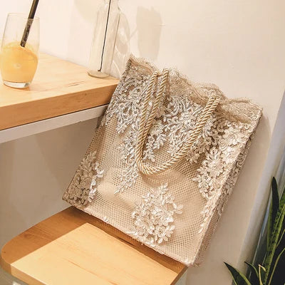 Chic Summer Light Bags Fashion Party Wedding Bags Ivory White Lace Bag Women Purses Handbag Totes Shoulder Female Bride