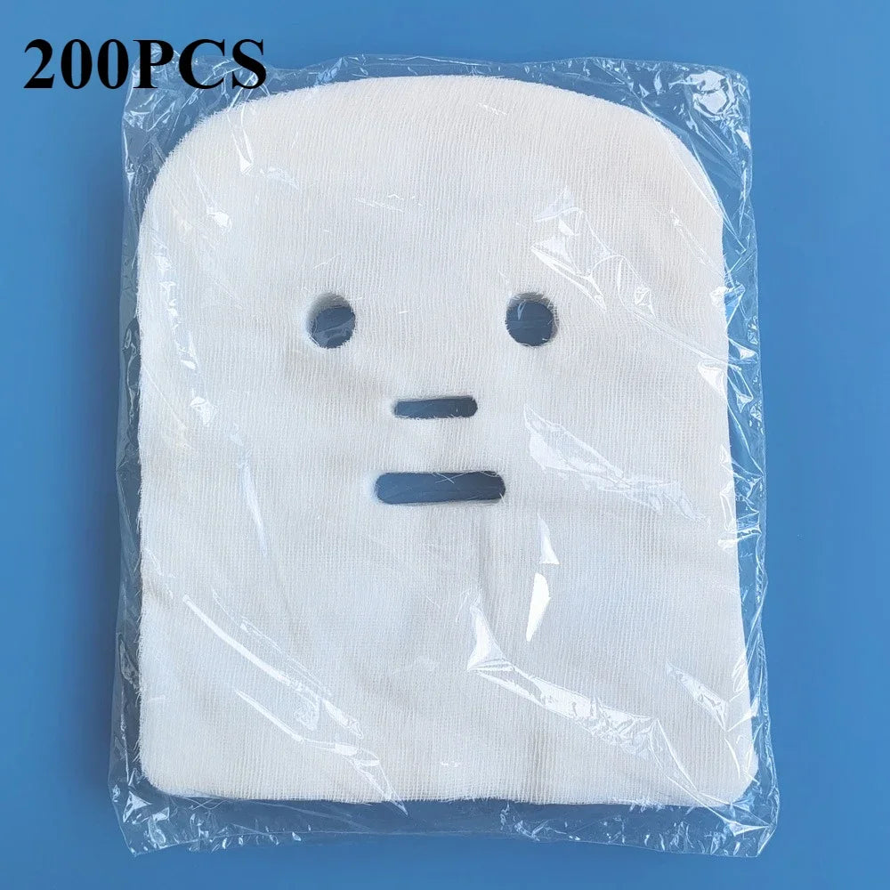 200 Pure Cotton DIY Beauty Mask Salon Disposable Facial Gauze Highly Water Absorption Non-Irritating Face Gauze Mask Soft