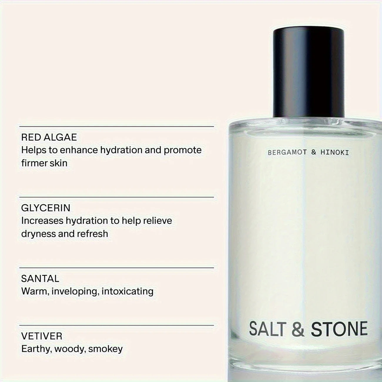 Salt & Stone Bergamot & Hinoki Eau de Parfum 100ml 3.4fl.oz Citrus Woody Scent