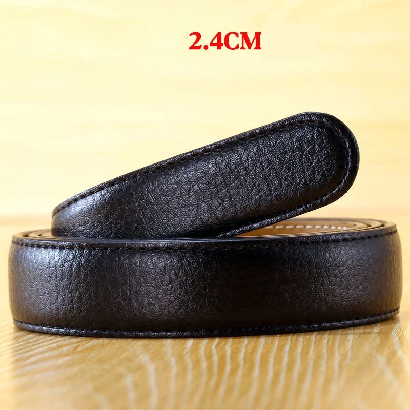 Belt Body No Buckle for Automatic Buckle 2.4 2.8 3.0 3.5cm Width Leather Belts Straps Without Buckle for Men Women 4 Size Wide
