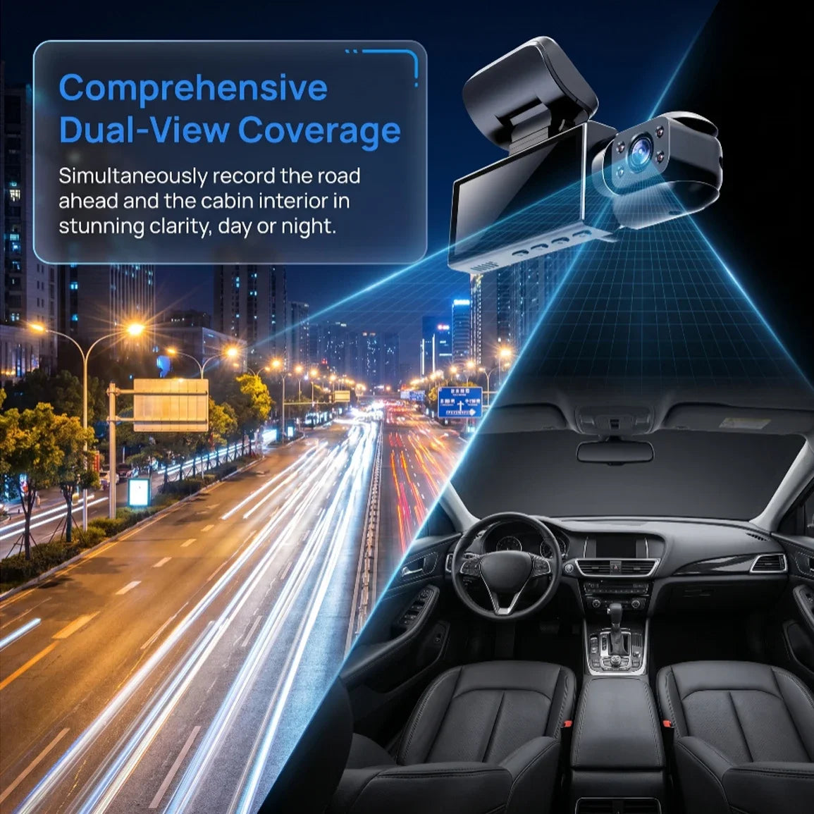1080P WIFI Dual camera Dash Cam for cars Wide Angle Adjustable Vehicle Front And Inside car camera with IR Night Car DVR Came