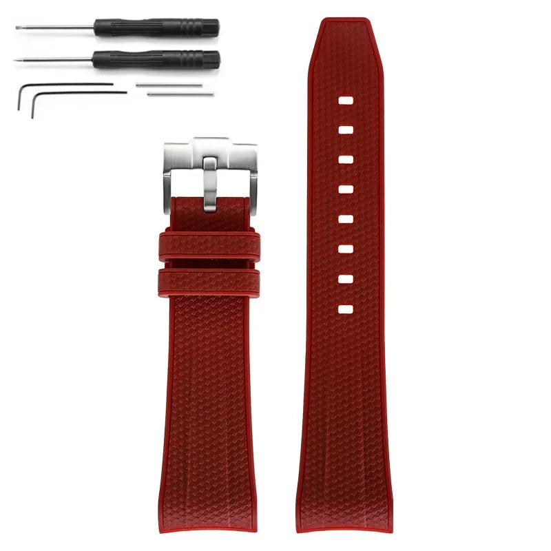 Rubber Silicone Watch Band for Swatch X Blancpain GREEN ABYSS Curved End Waterproof Sport Woven Pattern Strap Bracelet 22mm