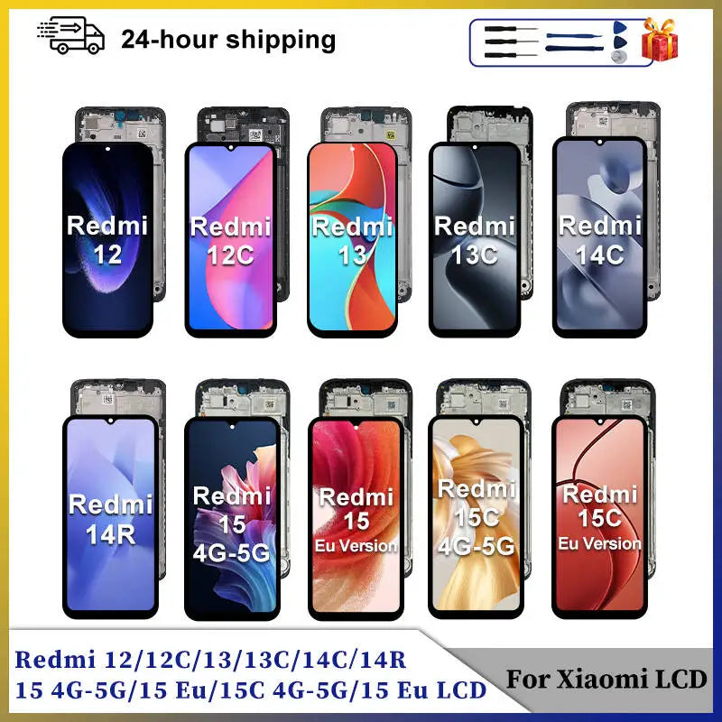 A- IPS For Xiaomi Redmi 12C 22120RN86G 12 LCD 14R 14C Display Touch Screen Digitizer Replace For Redmi 13C LCD 13 Display 15 15C