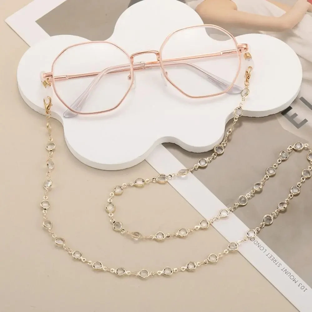 Vintage Beads Glasses Chain Jewelry Lanyard Elegant Crystal Glasses Chain Copper Bohemian Mask Chain Women