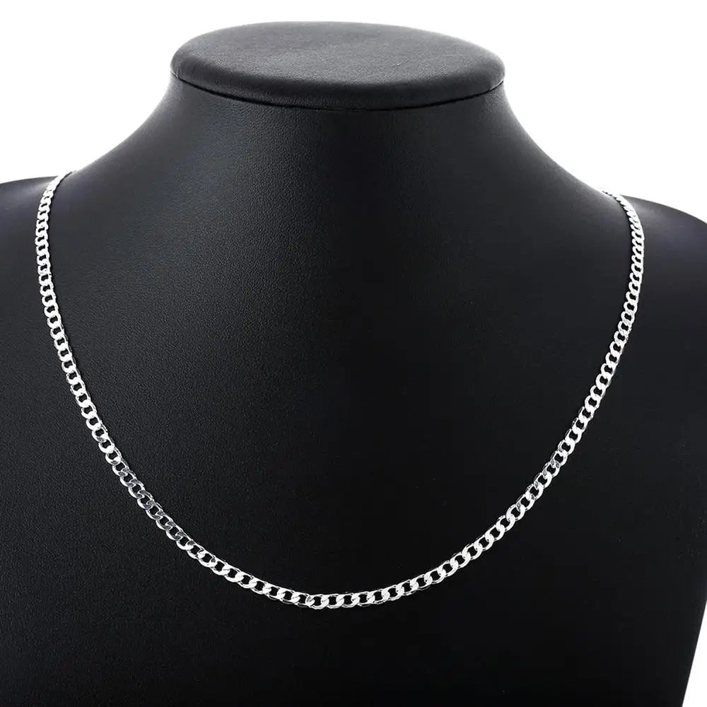 925 Sterling Silver 4MM Chain Bracelet Necklace Sets for Men Women jewelry lady Christma gifts charms wedding Cute gift