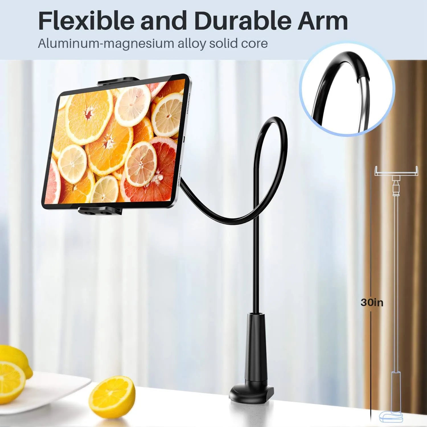 Tablet Holder Stand Bed Adjustable Flexible Arm Tablets Mount Clamp on Table For iPad Air Mini Or Other 4.7-10.5" Devices