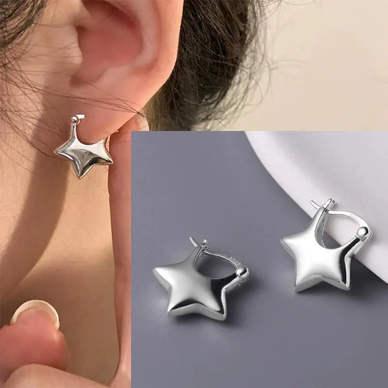 925 Sterling Silver Star Earring for Women Girl Personal Originality Trend Hip Hop Neutral Jewelry Gift Dropshipping