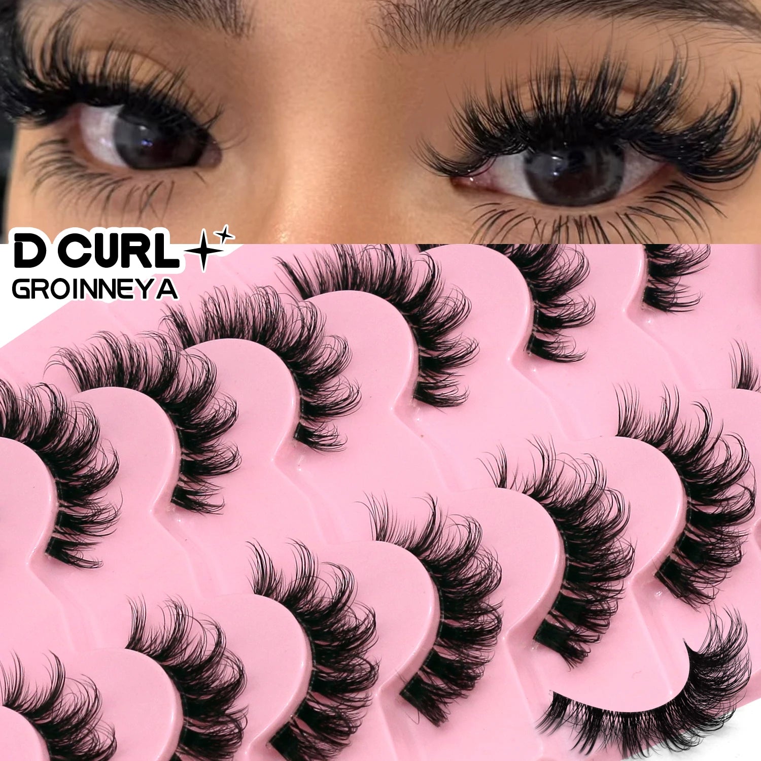 VELTRINAY Fake Lashes Mink Lashes Plush 3D False Eyelashes Clear Band Accent Cat Eye Lashes False Lashes Makeup