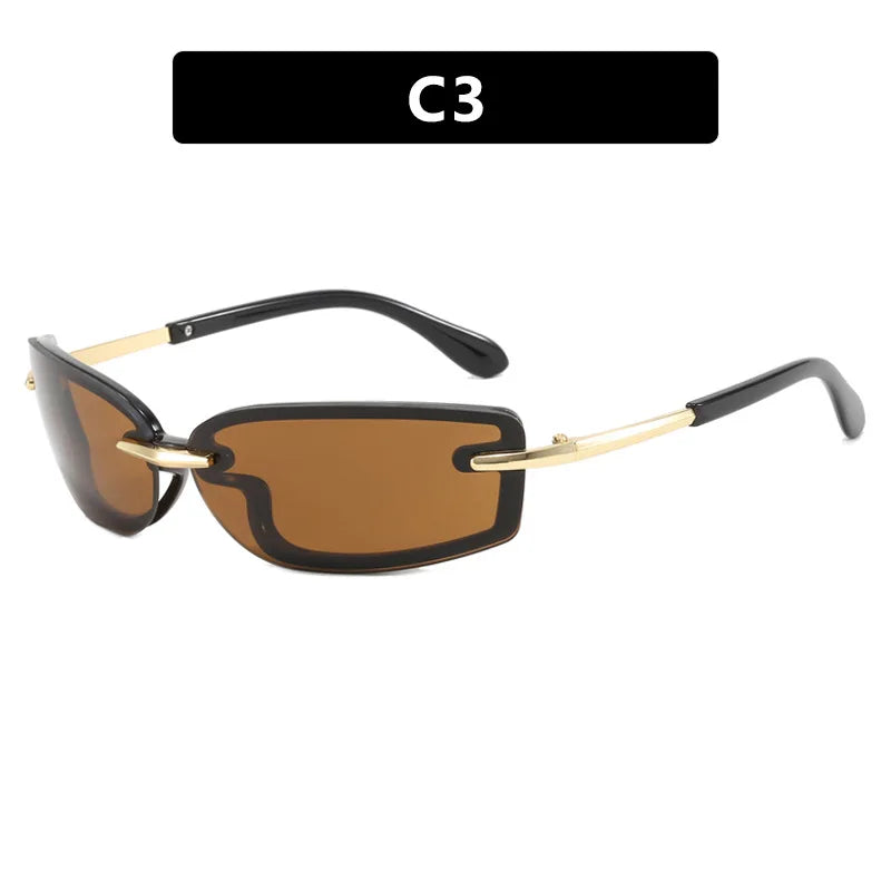 Rimless Y2K Style Sunglasses Rectangle Fashion Popular Women Men Shades Square Sun Glasses for Female Male Glasses Metal Frame
