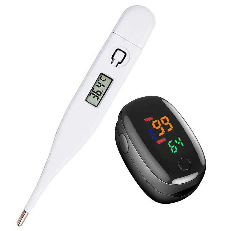 Pulse Oximeter Finger Clip Pulse Thermometer Electronic Soft Head Oral Armpit Temperature Measurement Household Adults Children