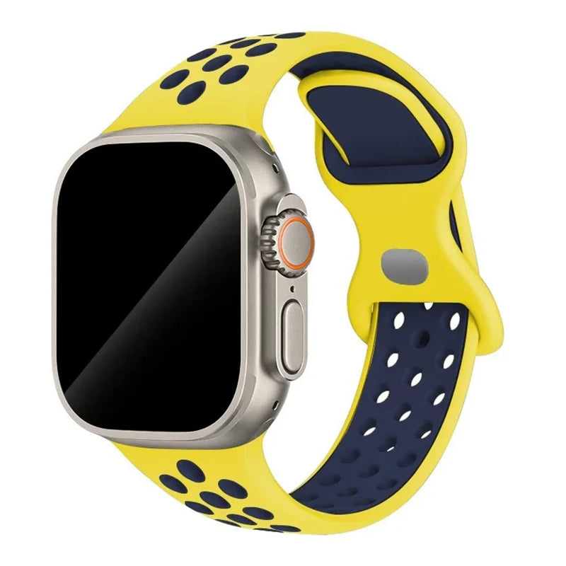 Silicone Strap For Apple Watch 44mm 45mm 40mm 41mm 38 42mm sports Rubber Breathable Band iwatch series 10 9 8 SE 7 6 Ultra 49mm