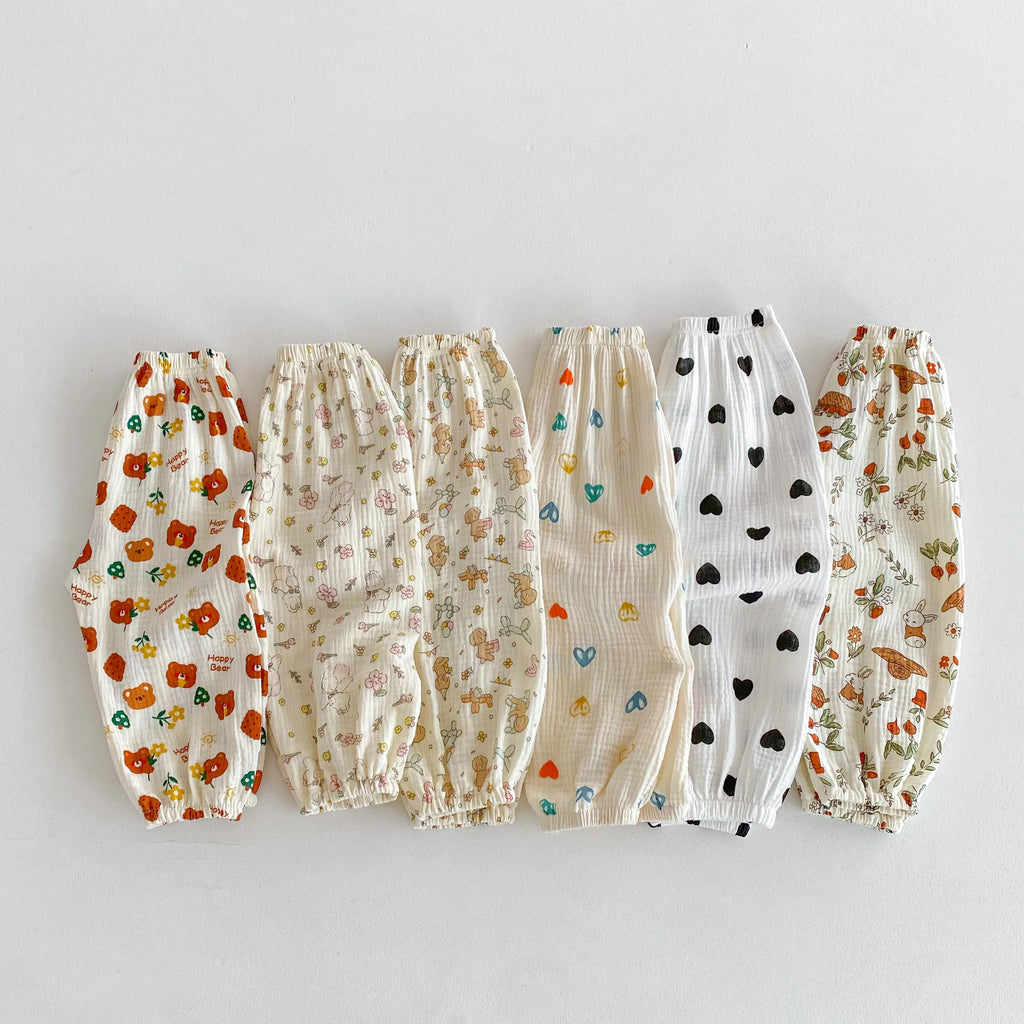 Anti Mosquito Pants For Children Clothing Summer New Style Kids Girl's Floral Trousers Loose Casual Baby Harem Pants 9m-6y 2024