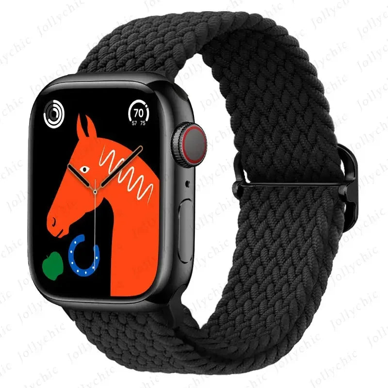Braided Loop for Apple Watch Strap 44mm 40mm 45mm 41mm 42mm 38mm 49mm Elastic Solo Bracelet IWatch Series 7 Se 3 6 Ultra 8 Band