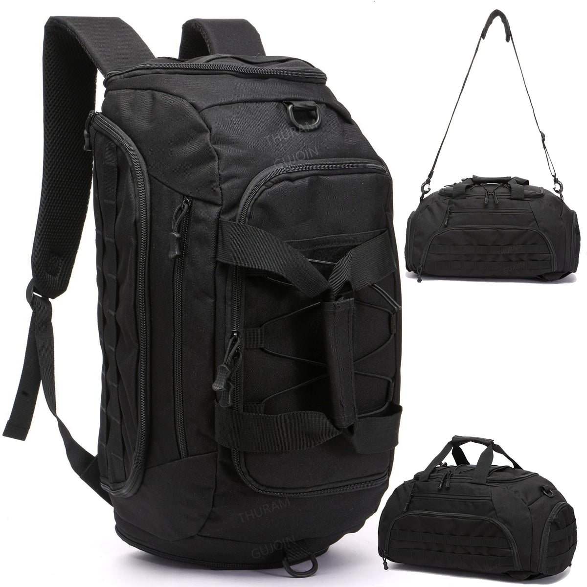 Tactical Gym Backpack with Shoe Compartment Convertible 3-in-1 Duffel Sling Bag for Men Women Weekender Overnight Travel Bag