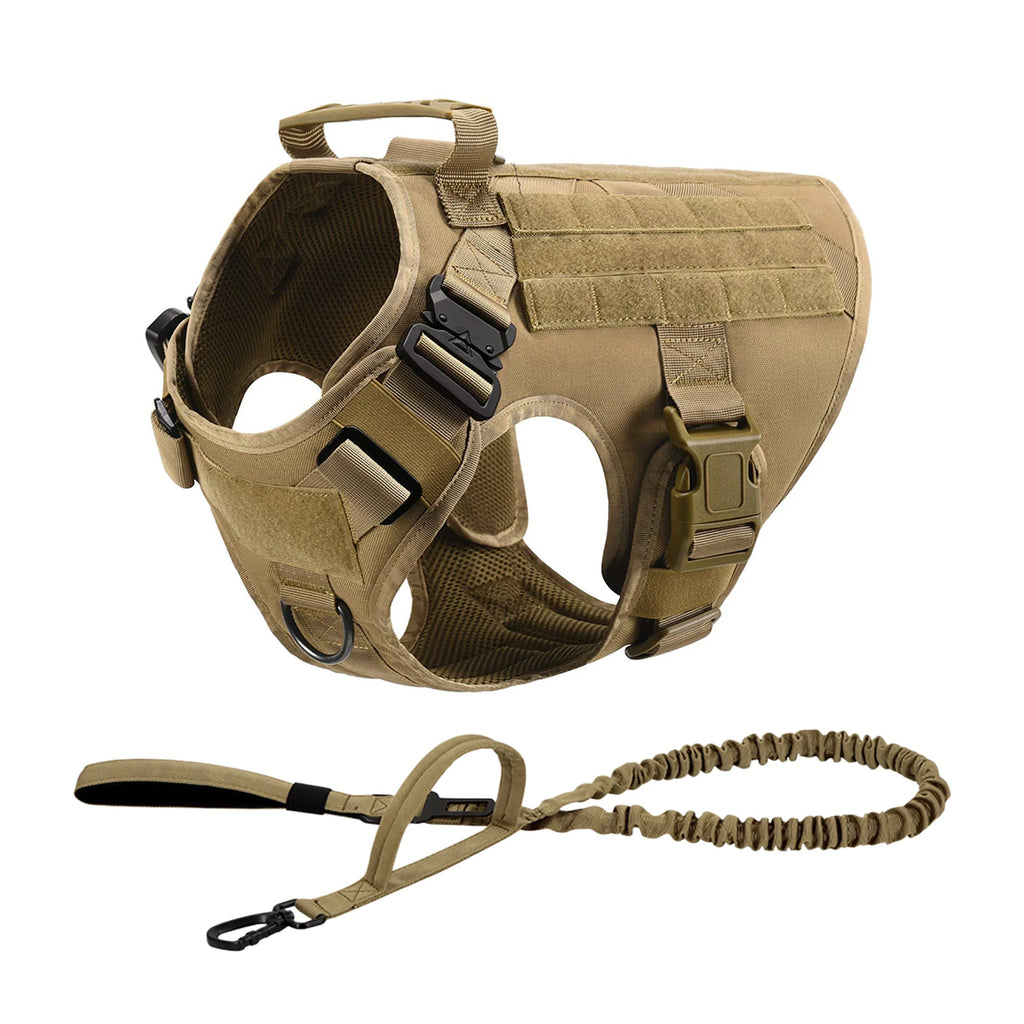 Tactical Dog Harness Collar Leash Molle Pouches For Medium Large Dogs Pet German Shepherd Training Walking Vest Dog Harnesses