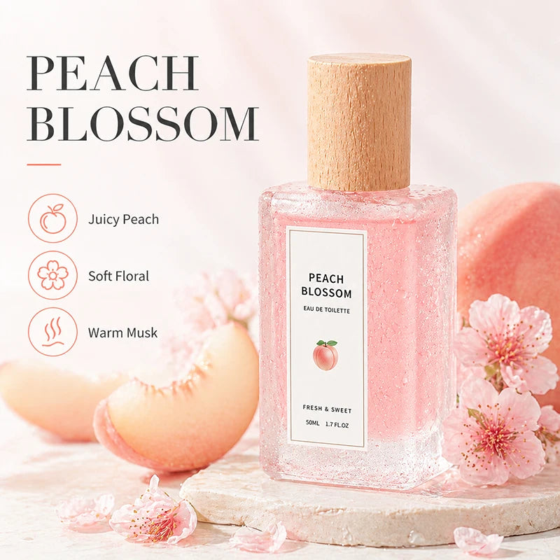2Pcs Fruity Eau de Toilette for Women, Peach Blossom & Watermelon Fresh Perfume Spray, Sweet Floral Body Fragrance Gift Set