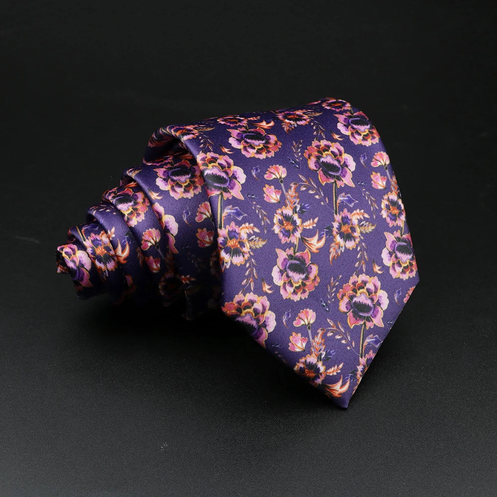 Vintage Super Soft Floral Silk Ties Men's Fashion 8cm Flower Necktie For Men Wedding Business Meeting Gravata Printing Tie Gifts