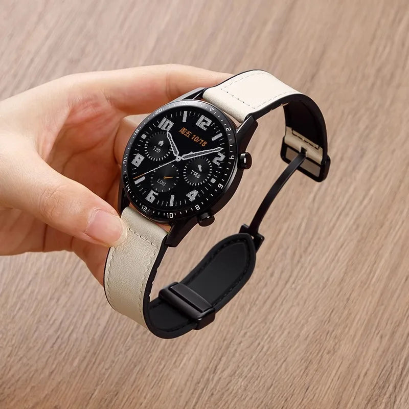 22mm 20mm Leather Silicone Strap For Samsung Galaxy Watch 7 6 5 4 40mm/44mm Magnetic Band For Galaxy Watch 6 Classic 43mm 47mm