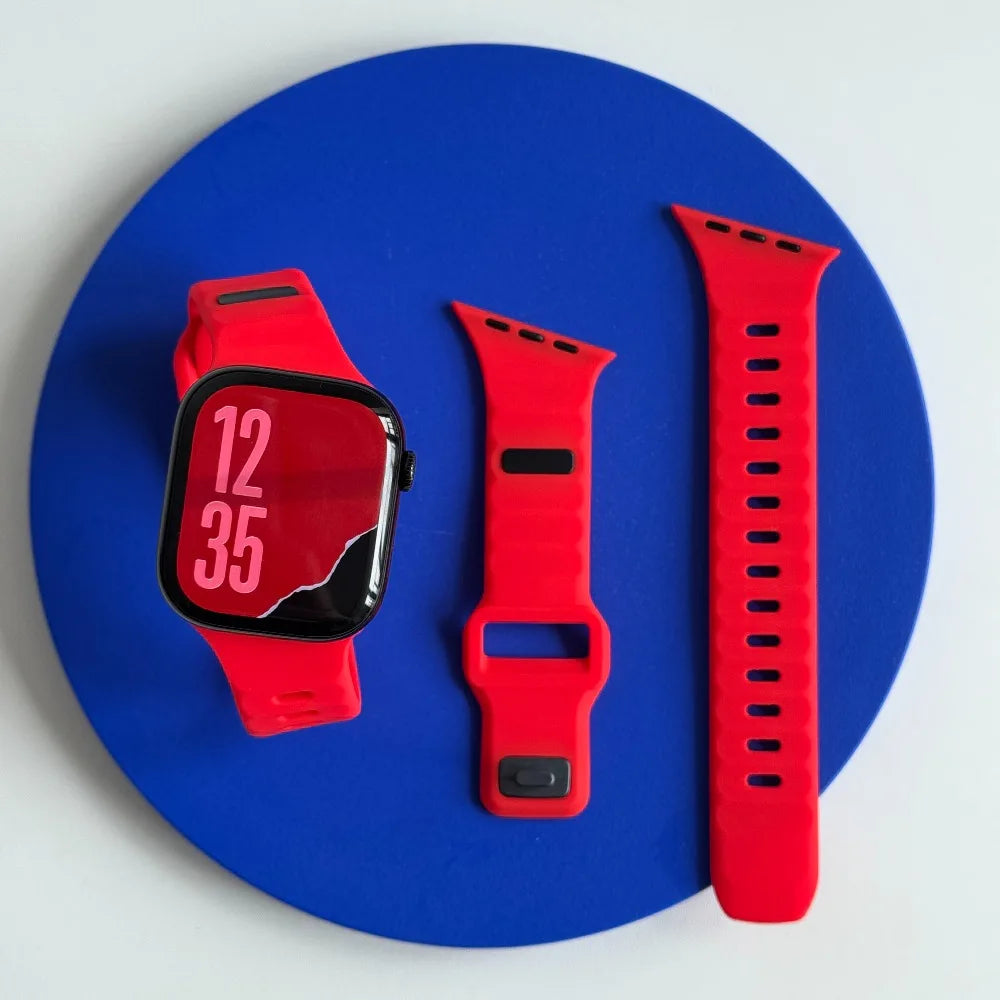 Silicone Sport Strap For Apple Watch Band Ultra 49mm 40mm 41mm 44mm 45mm 46mm correa bracelet iwatch Series 12 11 10 9 8 7 6  se