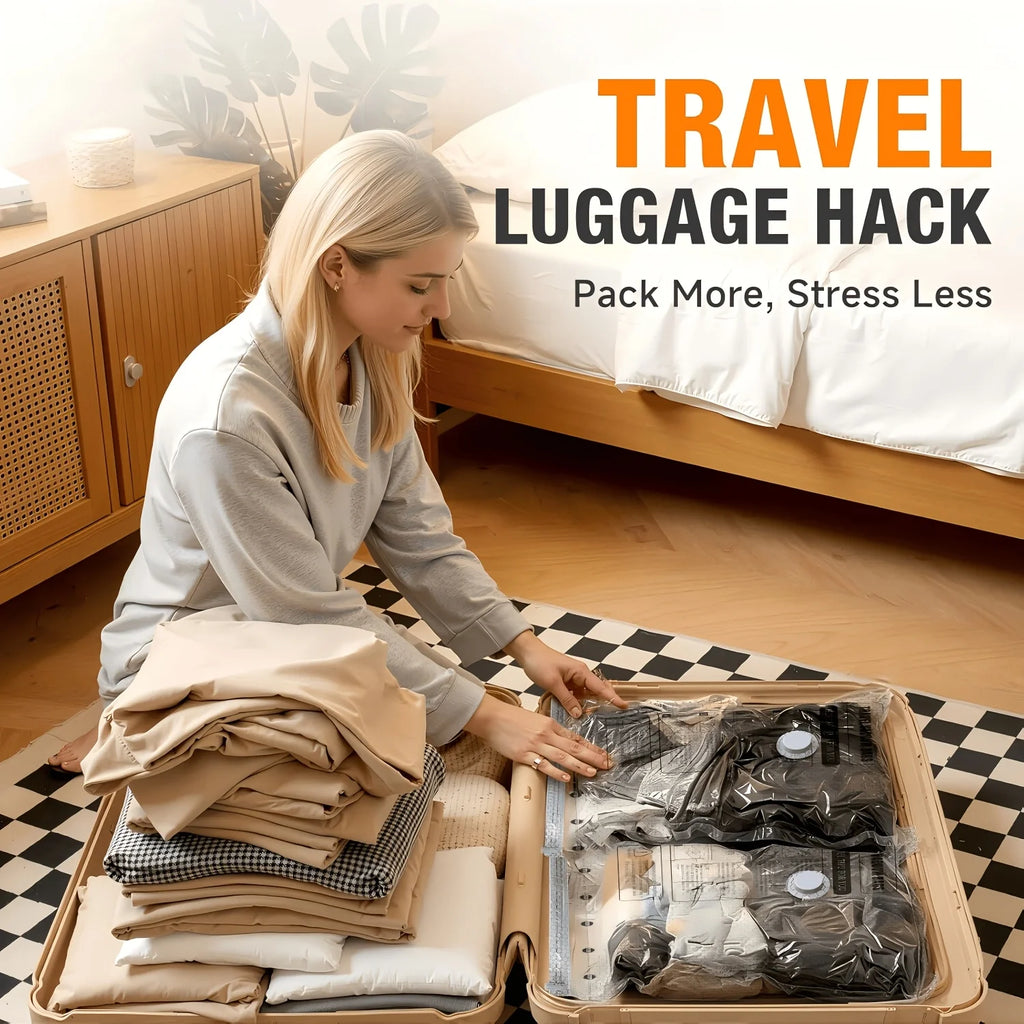 11/14/17 Pack Vacuum Bags for Travel with Rechargeable Pump, Compression Packing Bags for Carry-On Luggage & Suitcase, Vacuum Seal Bags for Clothing, 3 Sizes for Travel & Home Storage