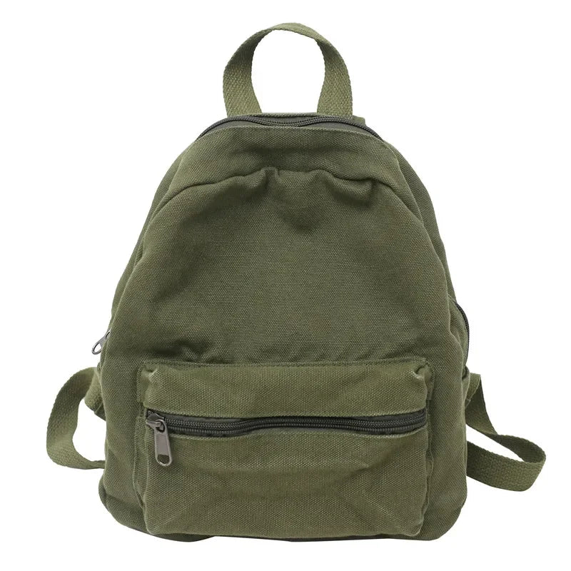 Small Canvas Vintage Backpack 2022 New Simple Unisex Women Men Bags for Teenage Girls Young Solid Color Ladies Mini  Rucksack