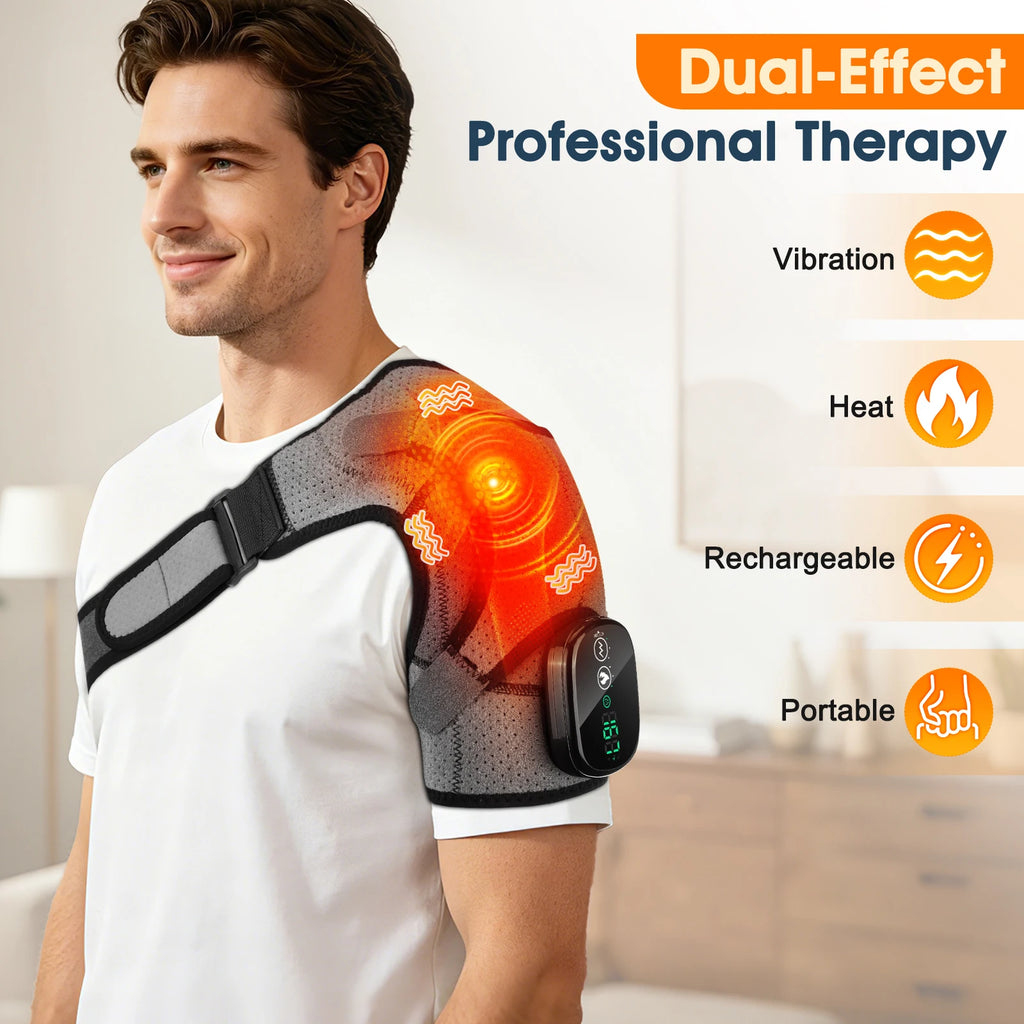 Electric Heating Shoulder Brace LED Display Vibration Shoulder Massage Support Belt Strap For Joint Brace Care Muscle Relaxation