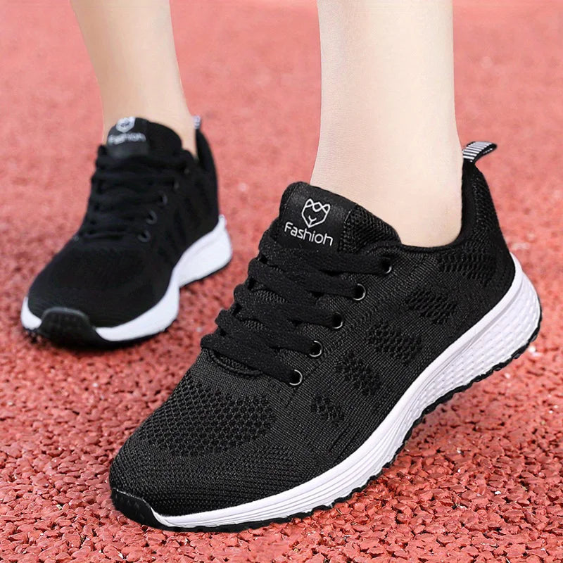 Women Shoes Breathable Casual Walking Shoes For Women Mesh Lace Up Sneakers Women Tenis Feminino Pink Black White Flat