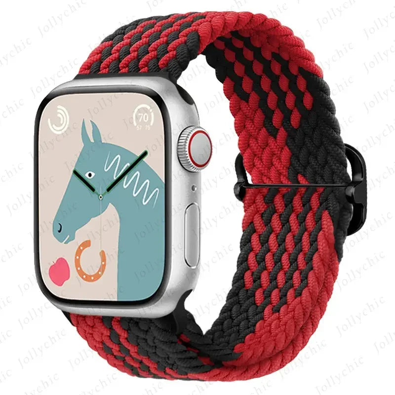 Braided Loop for Apple Watch Strap 44mm 40mm 45mm 41mm 42mm 38mm 49mm Elastic Solo Bracelet IWatch Series 7 Se 3 6 Ultra 8 Band
