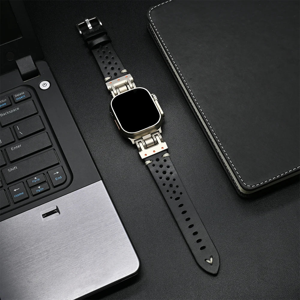Luxury Leather Band for Apple Watch Ultra 3 2 49mm Series 11 10 46mm 9 8 7 45mm Correa Strap for iWatch 6 5 4 Se 3 44mm Bracelet