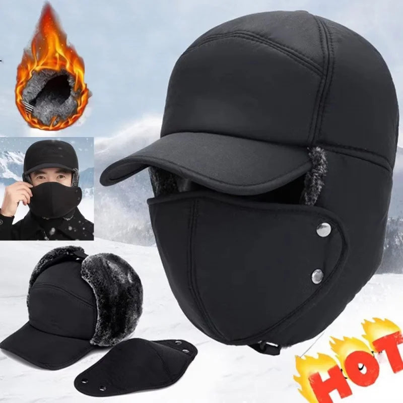 Winter Warm Thickened Artificial Fur Baseball Hat Men's and Women's Skiing Soft Extreme Cold Hat Fishing Hat Outdoor