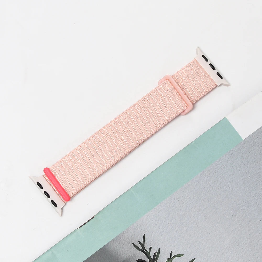Nylon Strap For Apple Watch Band Ultra 2 49mm 45mm 41mm 44mm 42mm 38mm Adjustable Elastic Bracelet For iWatch Series 9 8 7 6 5 4