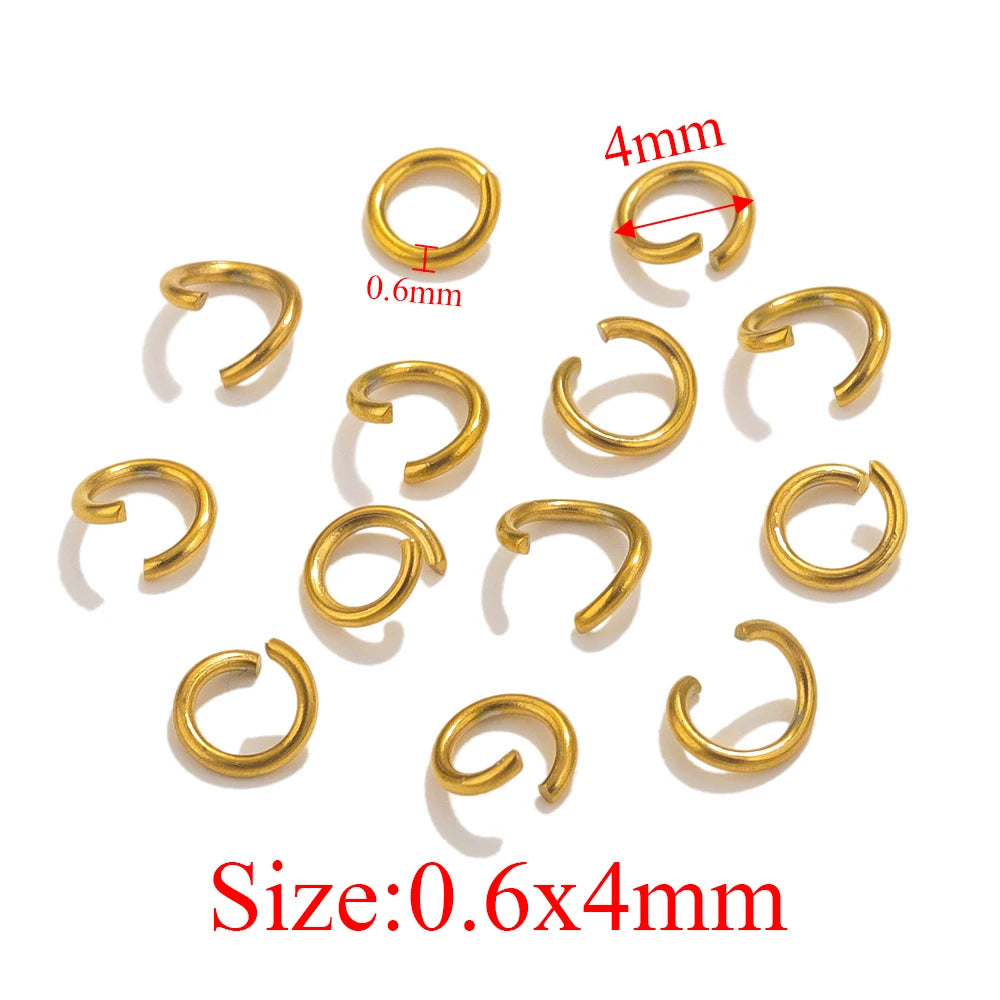 100pcs PVD Gold Plated Stainless Steel Open Jump Rings Connectors for DIY Jewelry Making Split Ring Jewelry Findings Accessoires