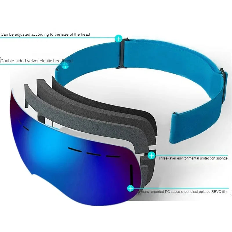 Light Ski Goggles Double Lens Layers UV400 Anti Fog Big Ski Mask Glasses Skiing Men Women Snow Snowboard Goggles Winter Eyewear