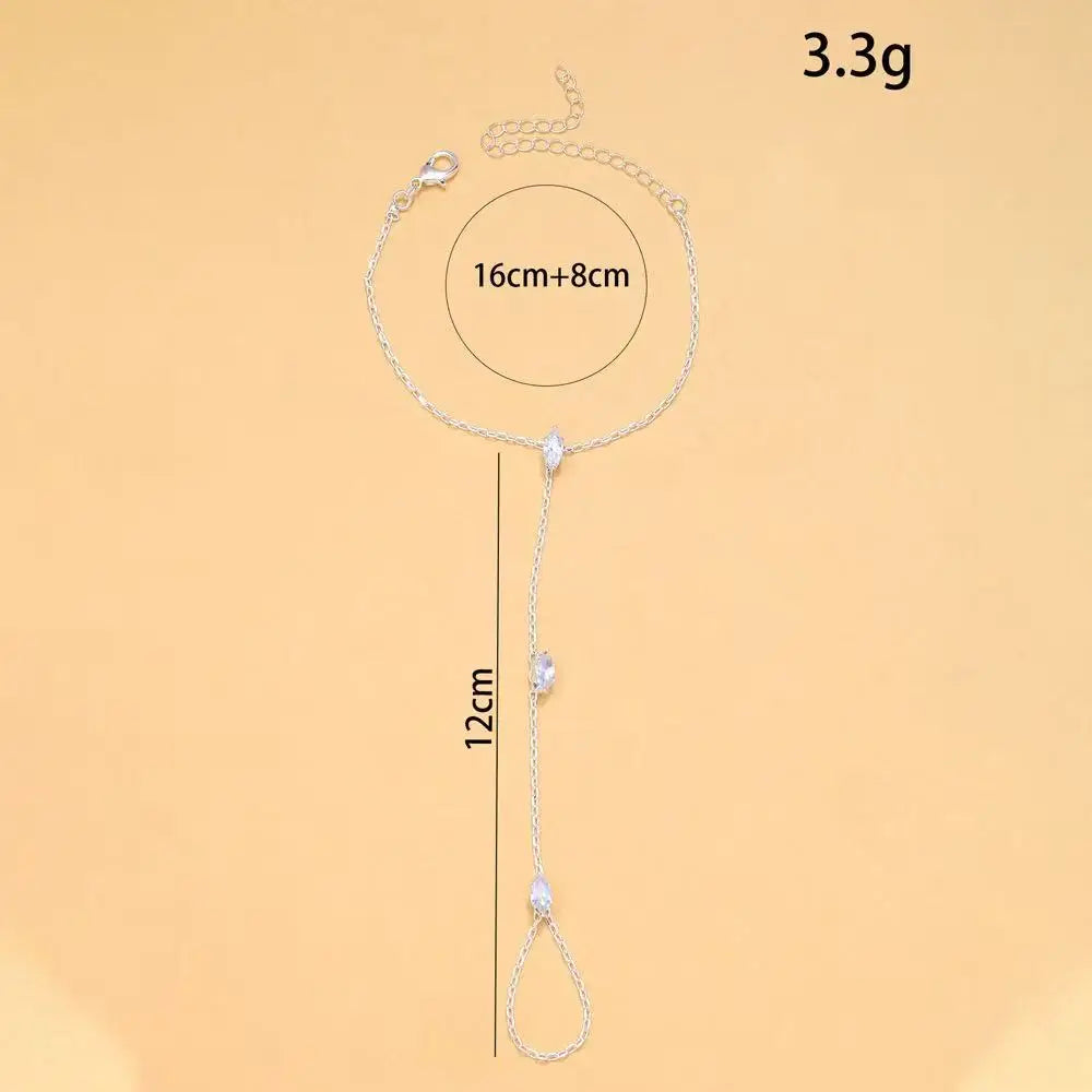 2025 Party Bling Zircon Crystal Bracelet Hand Chain for Women Rhinestone Thin Chain Finger Bracelet Jewelry Accessories Gift