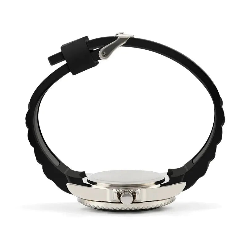 40mm Quartz Analog Watch with Quartz Movement No Logo Rotating Bezel Rubber Strap Unisex Wristwatch