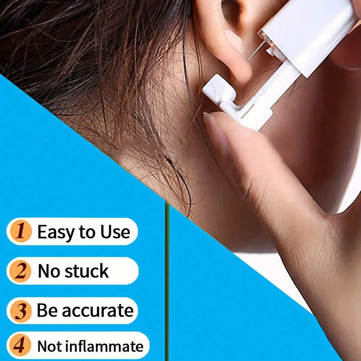 2 sets Ear Piercing Kit Disposable Ear Piercing Gun Kit Self Piercing Gun and Build-in Earrings Stud Ear Piercing Gun