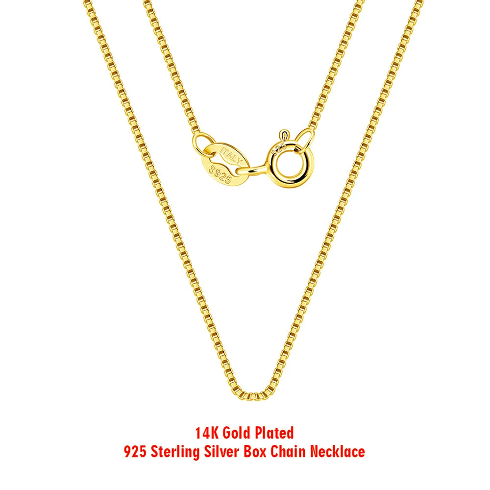 KISS MANDY 925 Sterling Silver 0.6MM Box Chain Necklaces 14K 18K Gold Plated Fashion Wedding Party Daily Wear Charm Jewelry SC07